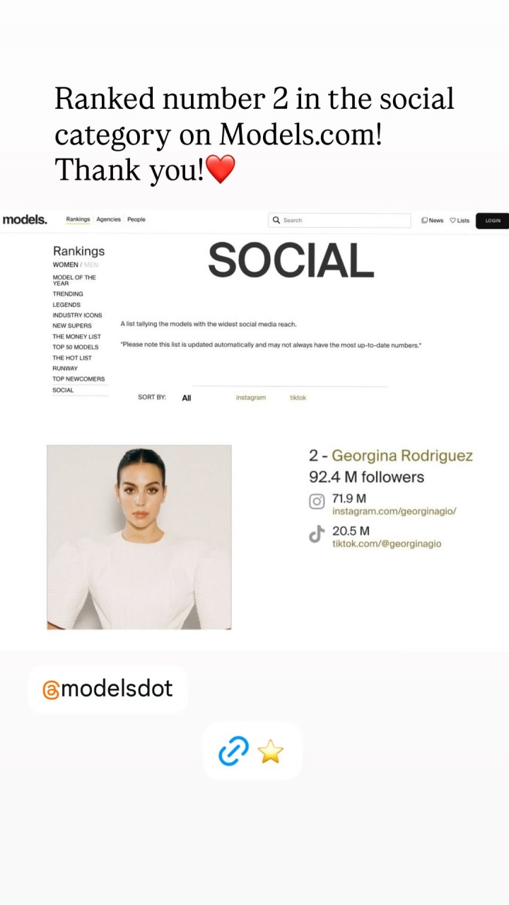 开云在线-顶流！乔治娜晒社媒总粉丝量，ins近7200万+tiktok突破2000万