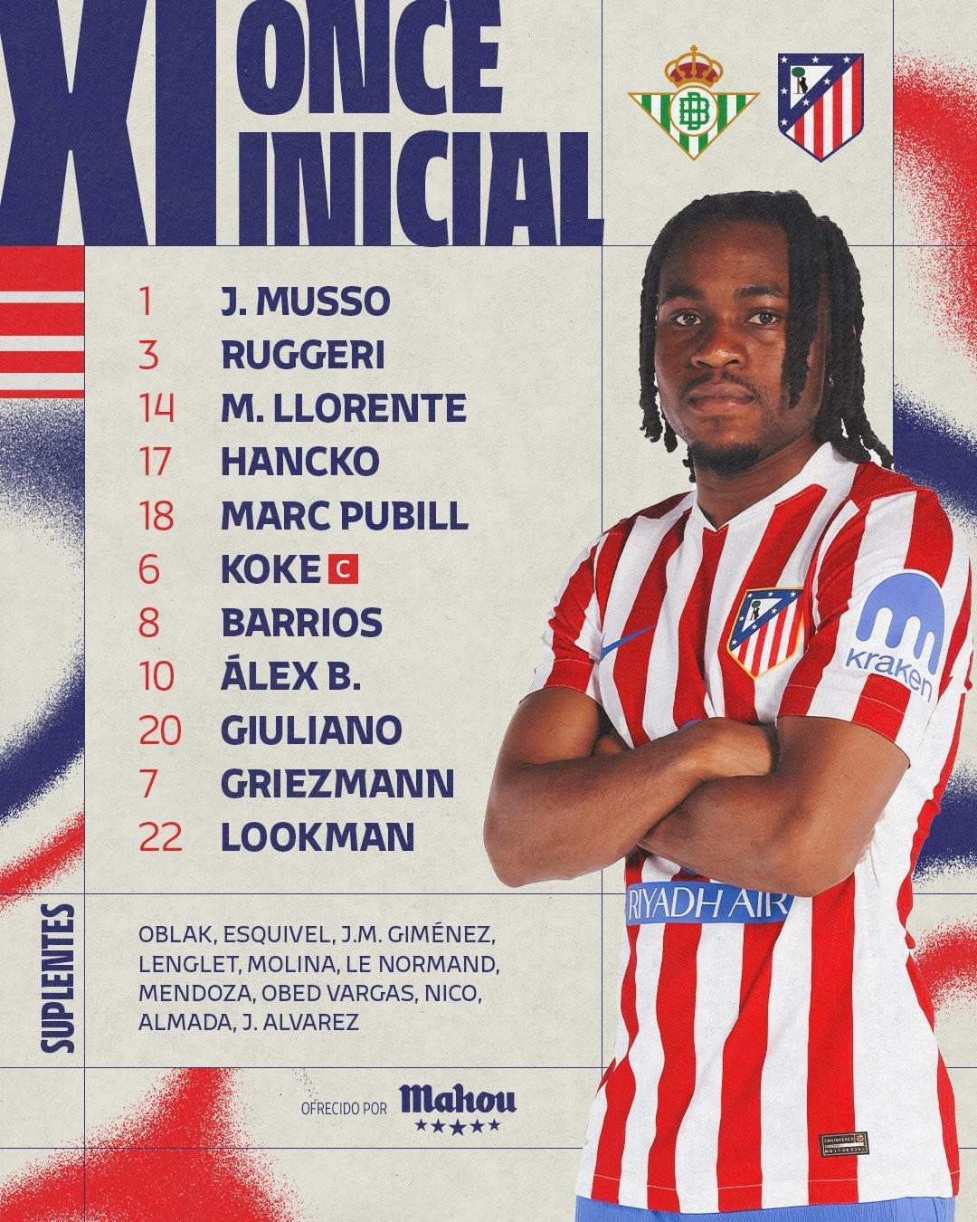 开云娱乐-国王杯客战贝蒂斯首发，卢克曼迎来马竞生涯首秀